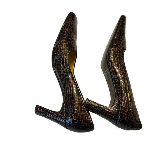 BELLINI Marta Women's Leather Croc Embossed Pump Heels Size 10M - Picture 7 of 10